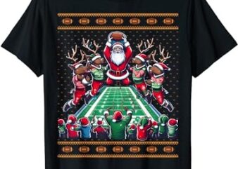 Santa Reindeer Play American Football Christmas Football Fan T-Shirt