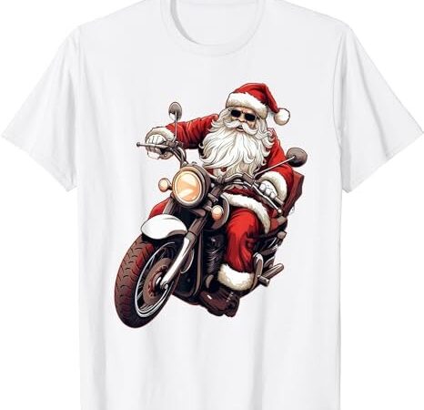 Santa riding motorcycle bike funny christmas biker xmas t-shirt