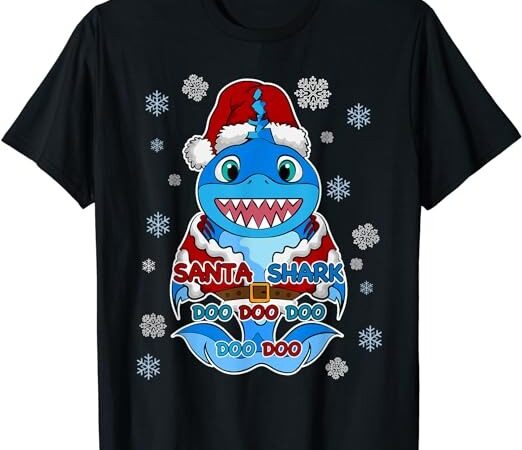 Santa shark, shark in a santa suit, christmas shark t-shirt