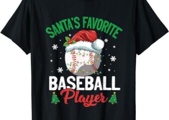 Santa’s Favorite Baseball Player Christmas Pajama T-Shirt