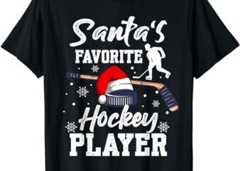 Santa’s Favorite Hockey Player Christmas Pajama Hockey Xmas T-Shirt