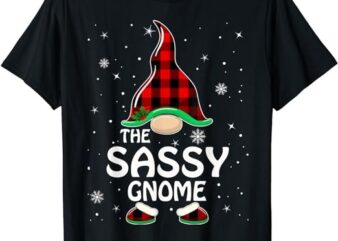 Sassy Gnome Buffalo Plaid Matching Family Christmas Pajama T-Shirt