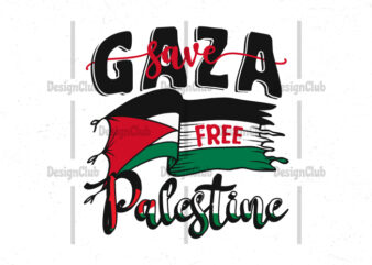 Save Gaza free Palestine, Typography motivational quotes