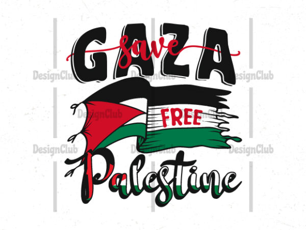 Save gaza free palestine, typography motivational quotes t shirt template vector