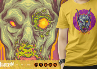 Scary zombie hound abstract ornamental t shirt template vector