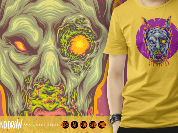 Scary zombie hound abstract ornamental t shirt template vector