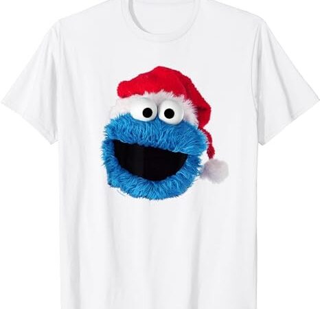 Sesame street cookie monster christmas santa hat t-shirt