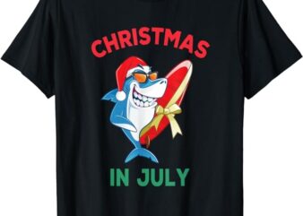 Shark Christmas In July Summer Vacation Beach Men Women Kids T-Shirt