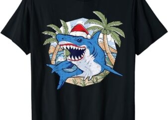 Shark Christmas In July Tropical Beach Summer Vacation T-Shirt
