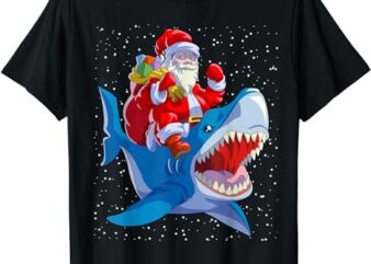 Shark Christmas Shirt Men Boys Shark Lover Santa Claus T-Shirt