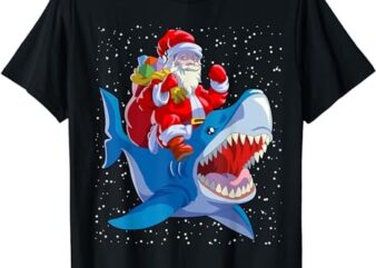 Shark Christmas Shirt Men Boys Shark Lover Santa Claus T-Shirt