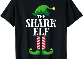 Shark Elf Matching Family Group Christmas Party T-Shirt