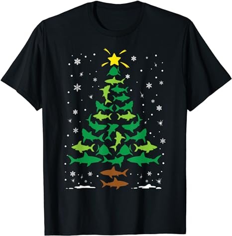 Shark Ocean Lovers Holiday Family Matching Christmas Tree T-Shirt
