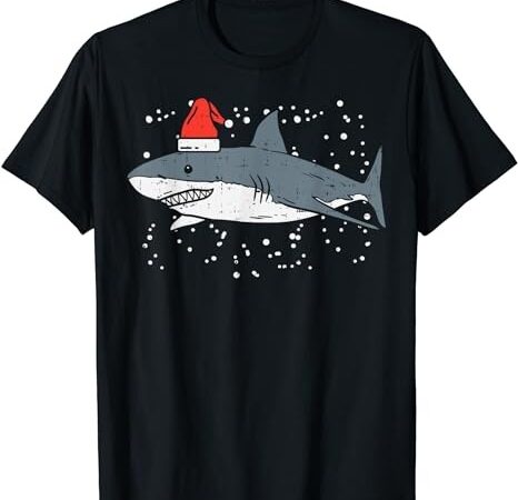 Shark santa hat christmas xmas pajama men women kids pj t-shirt