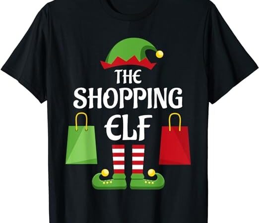 Shopping elf family matching group christmas shopper t-shirt