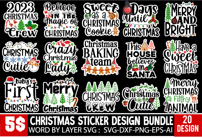 Christmas Sticker SVG Bundle Sticker ,Christmas Sticker SVG ,Christmas SVG Cut File,Christmas Sticker PNG,Christmas Sticker DEsign Bundle