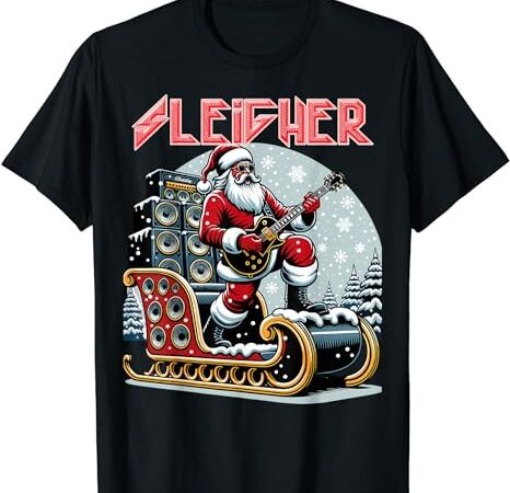 Sleigher hail santa heavy metal christmas rock xmas art t-shirt png file