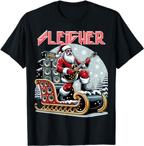 Sleigher Hail Santa Heavy Metal Christmas Rock Xmas Art T-Shirt png file