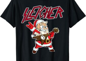 Sleigher Santa Claus Metal Christmas funny Hail Santa T-Shirt