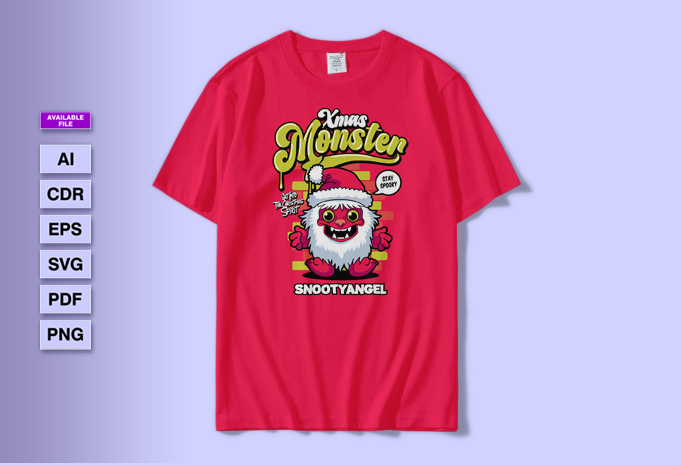 t-shirt vector Xmas Monster Illustration Designs Bundle