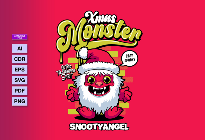 t-shirt vector Xmas Monster Illustration Designs Bundle