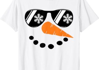 Snowman Face Family Christmas Matching Costume Men Women Kid T-Shirt