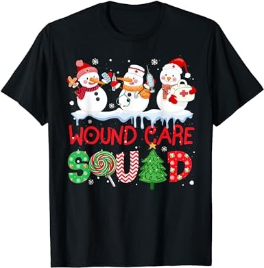 Snowman wound care nurse squad christmas holiday matching t-shirt