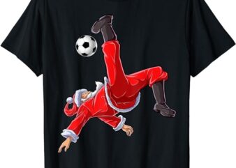 Soccer Christmas Santa Bicycle Kick Xmas Boys Men Ball Sport T-Shirt