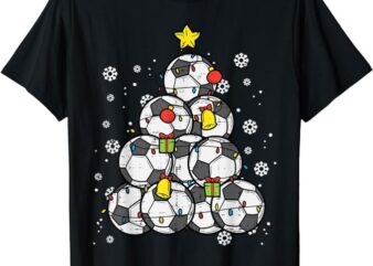 Soccer Christmas Tree Xmas Player Boys Girls Men Women Kids T-Shirt