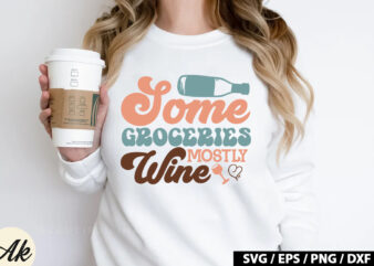 Some groceries mostly wine Retro SVG t shirt template vector