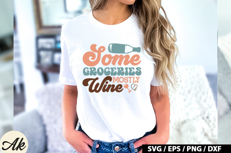 Some groceries mostly wine Retro SVG