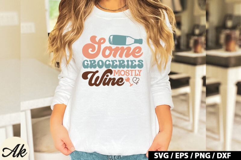 Some groceries mostly wine Retro SVG