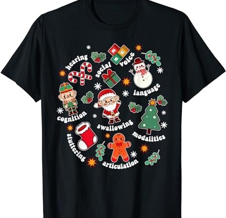 Speech language pathologist slp santa squad christmas t-shirt