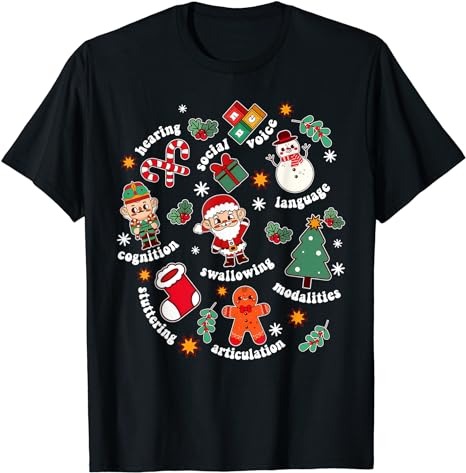 Speech Language Pathologist SLP Santa Squad Christmas T-Shirt