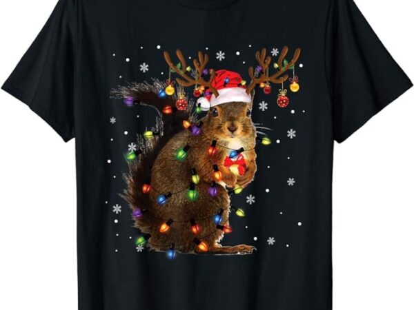 Squirrel christmas tee reindeer christmas lights pajama t-shirt