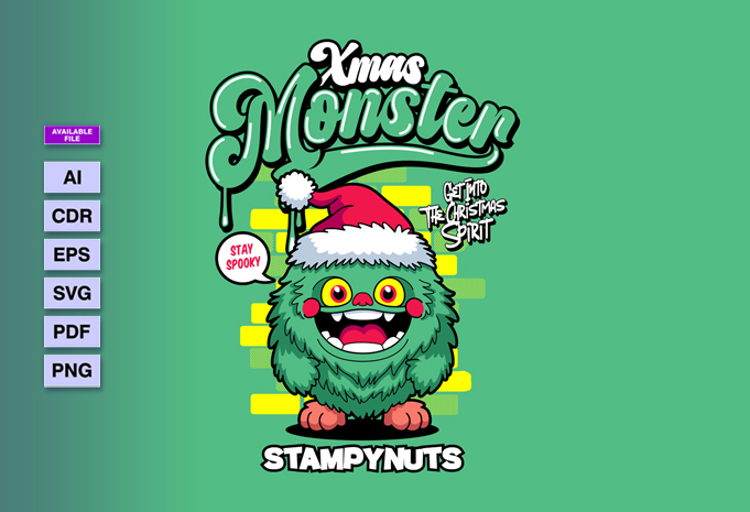 t-shirt vector Xmas Monster Illustration Designs Bundle
