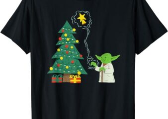 Star Wars Holiday Yoda Decorates Christmas Tree T-Shirt