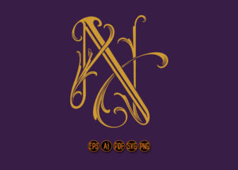 Stately classic lettering N monogram logo