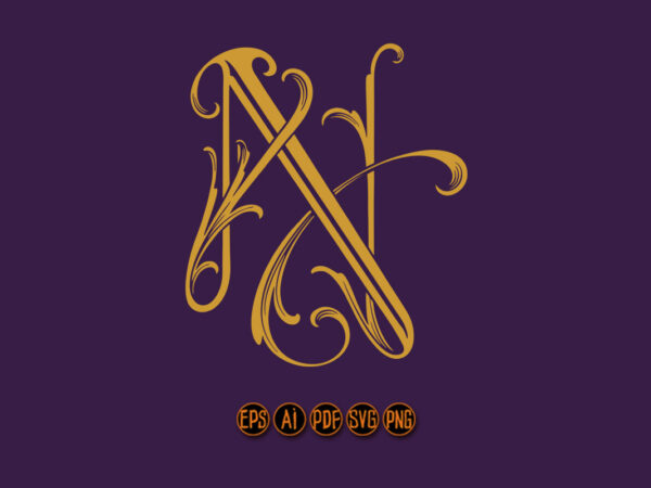Stately classic lettering n monogram logo t shirt template vector