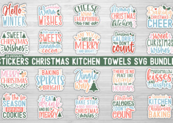 Stickers Christmas kitchen towels SVG Bundle t shirt template vector