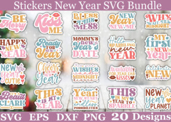 Stickers Happy New Year SVG Bundle t shirt template vector