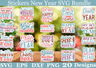 Stickers New Year SVG Bundle