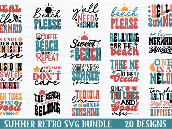Summer retro svg bundle t shirt template vector