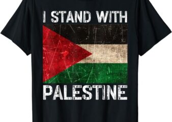 Support I Stand With Palestine Free Palestine Flag Arabic T-Shirt PNG File