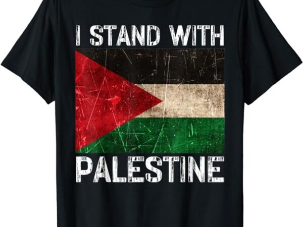 Support i stand with palestine free palestine flag arabic t-shirt png file