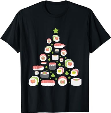 Sushi christmas tree pajama cool japanese food x-mas t-shirt