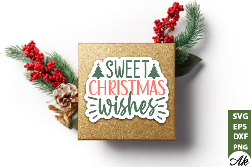 Sweet christmas wishes Stickers Design