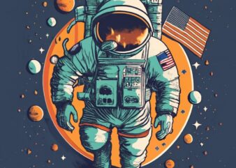 T-shirt design of a NASA’s Astronauts moving through the Space PNG File
