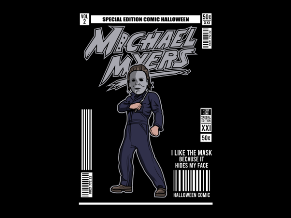 The halloween mask comic t shirt designs for sale