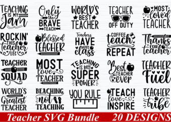 Teacher SVG Bundle t shirt designs for sale